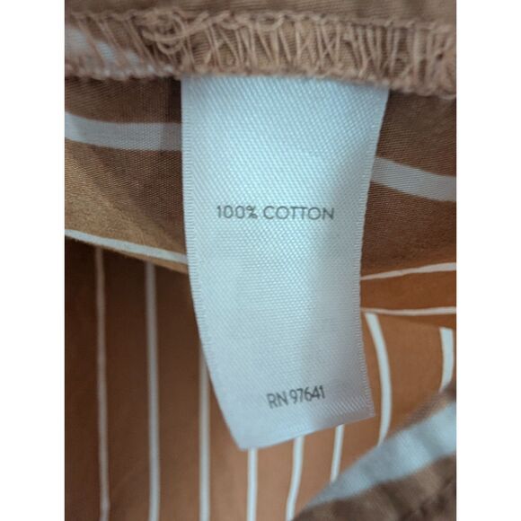 J. Jill Oversized Cotton Button Up Shirt 3X Tan Striped Coastal Grandmother Boho - Picture 3 of 7